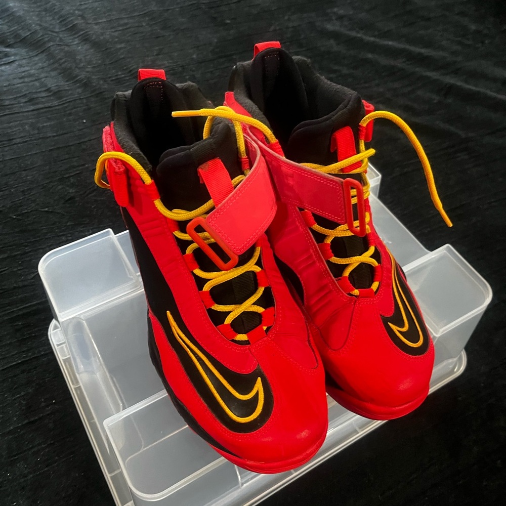 Nike Red and Black Sneakers with Yellow Accents